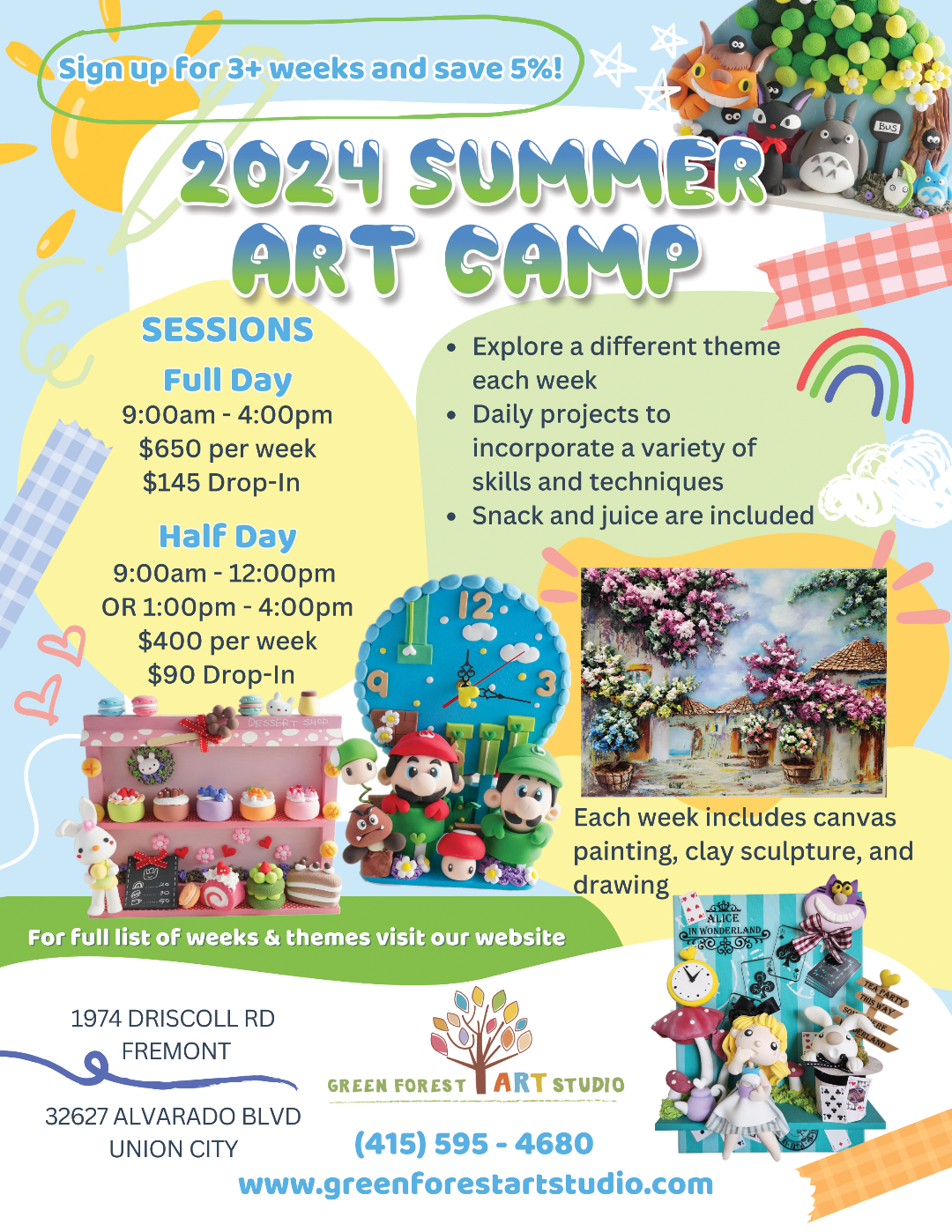 Summer Art Camp 2024 - Fremont - Union City - Green Forest Art Studio